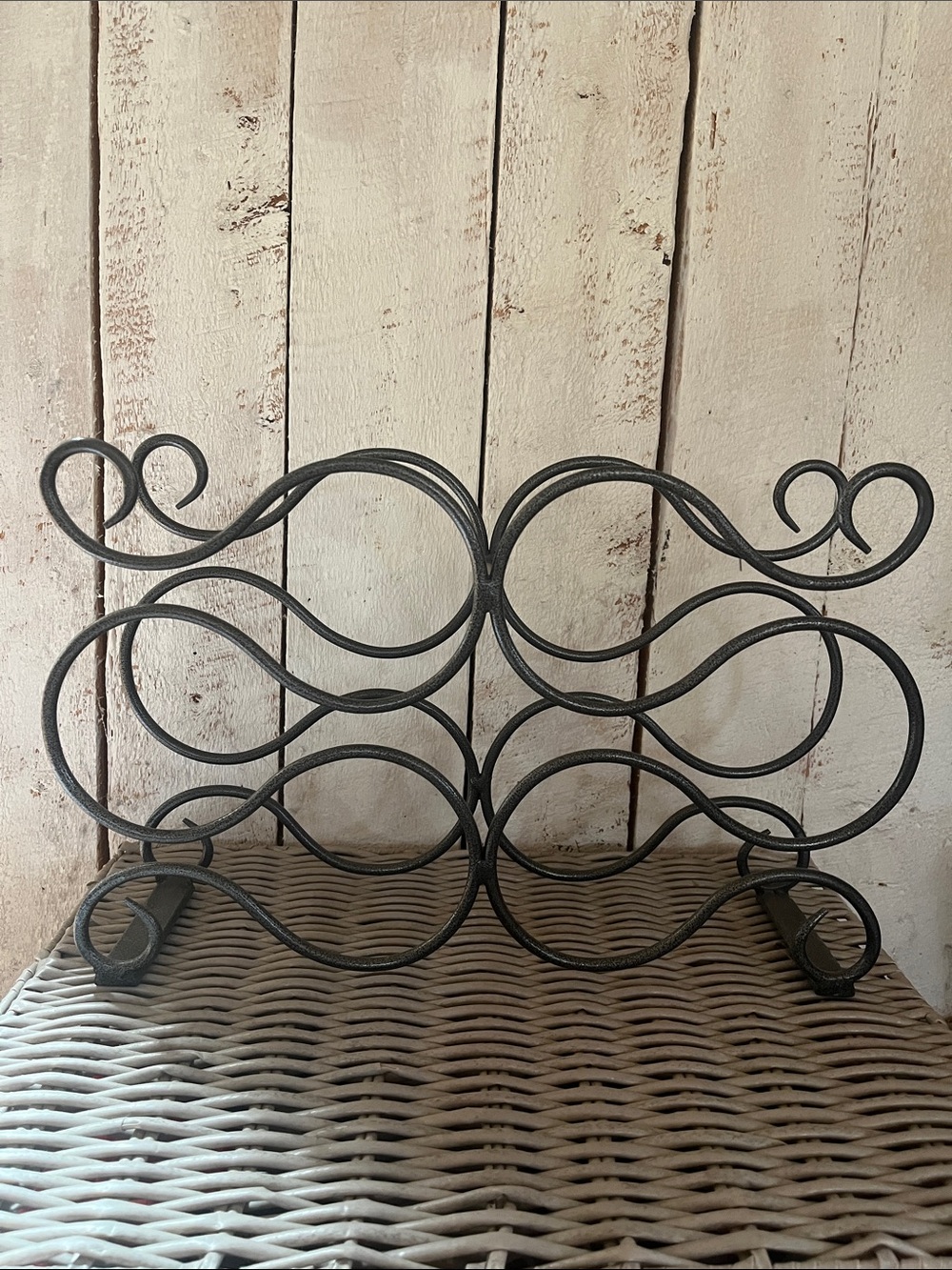 Ornate Scroll Metal 6 Bottle Wine Rack - Metallic Gray